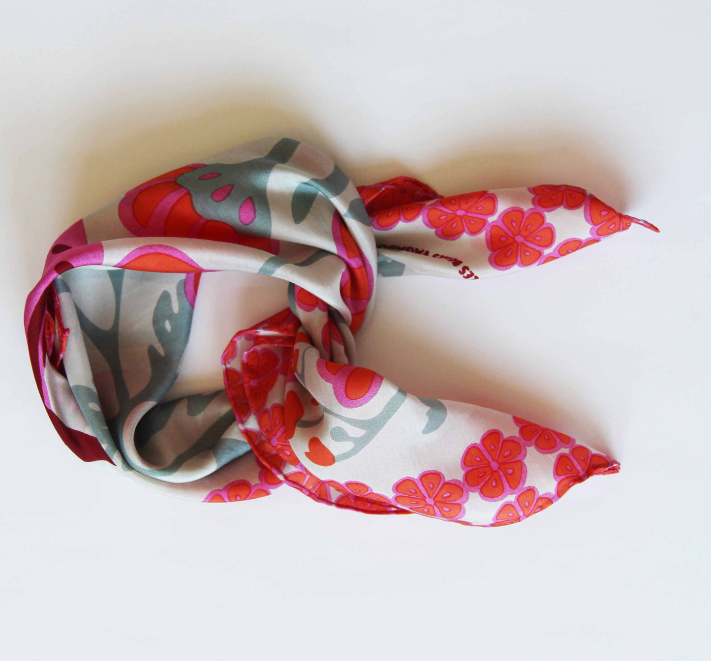 Carré foulard soie imprimée - Alice Orange