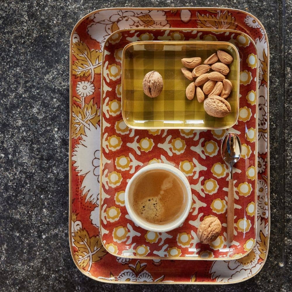 Plateau Tiny -Bohème en Métal Émaillé - Vichy Olive