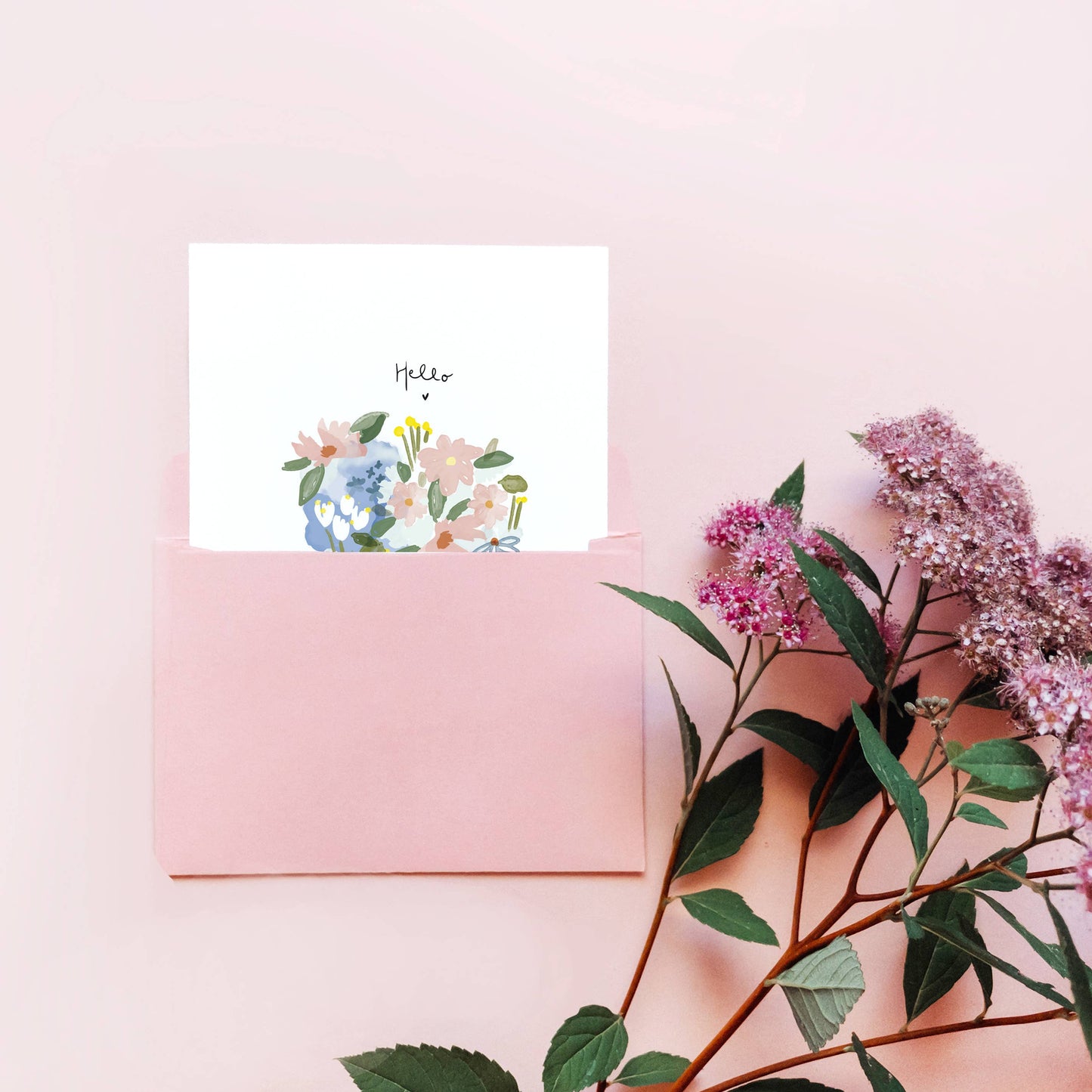Carte double "Hello" - Petit Jardin de Fleurs