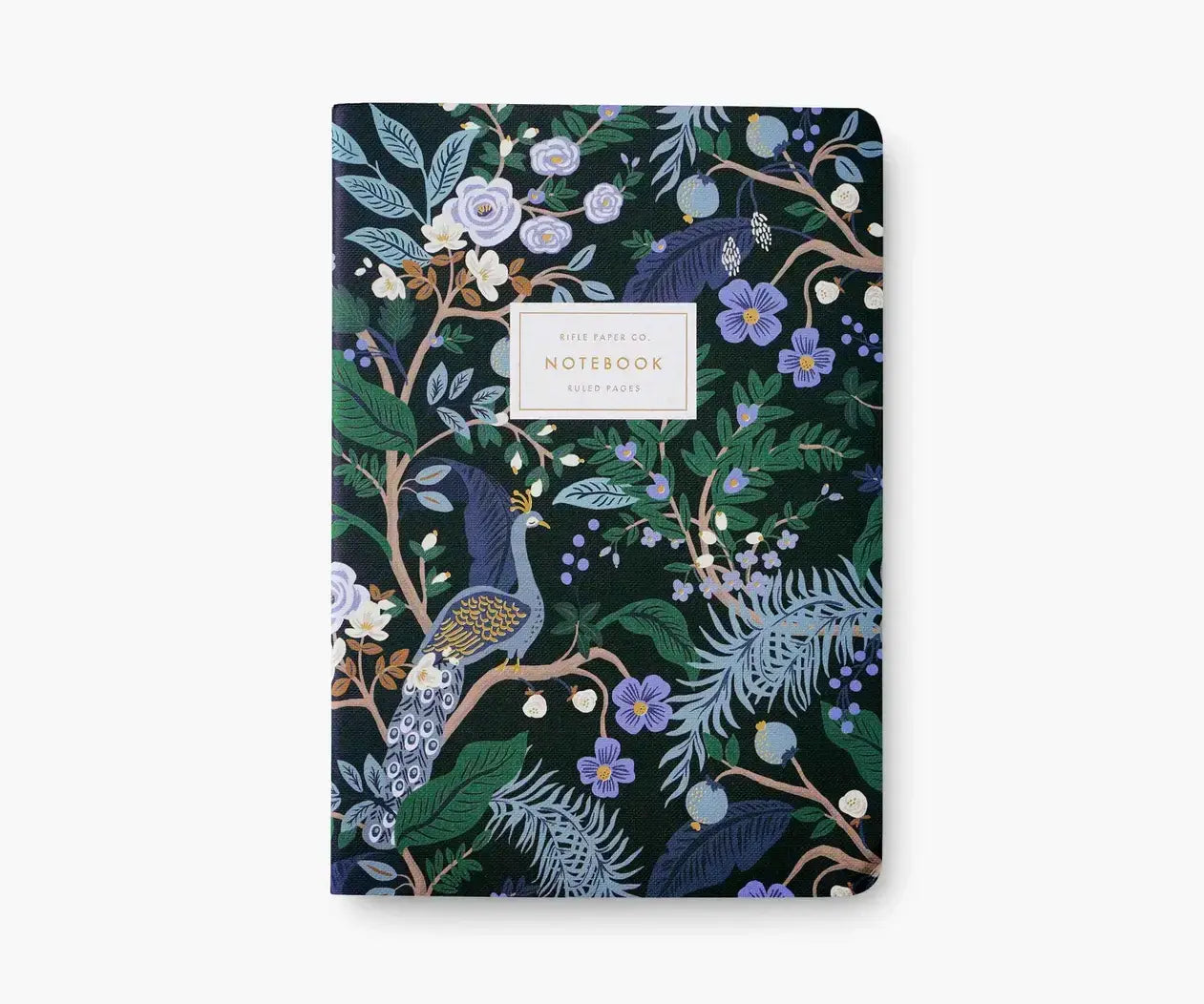 Carnet Paon et feuillages black