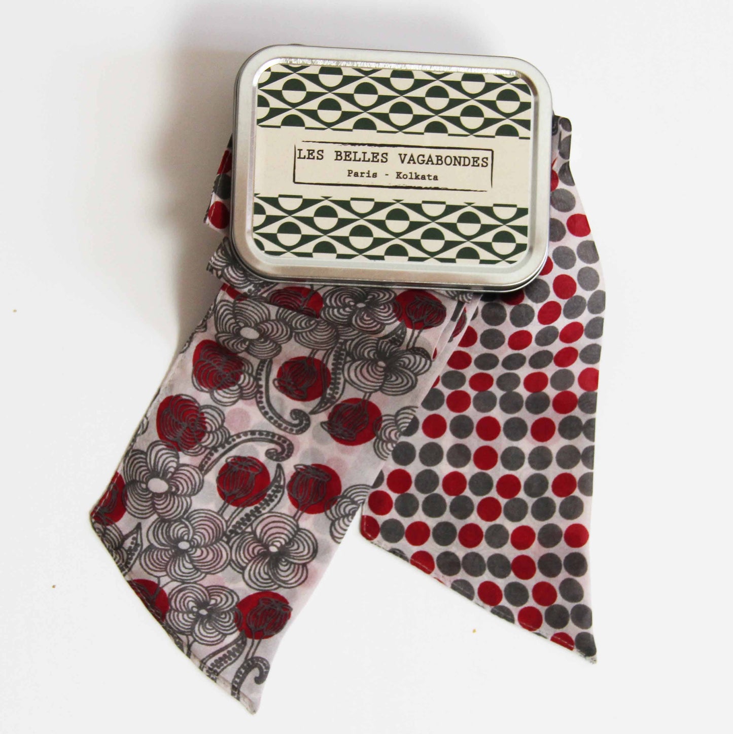 Bandeau - Ceinture - Soie imprimée - Laos Rouge Red