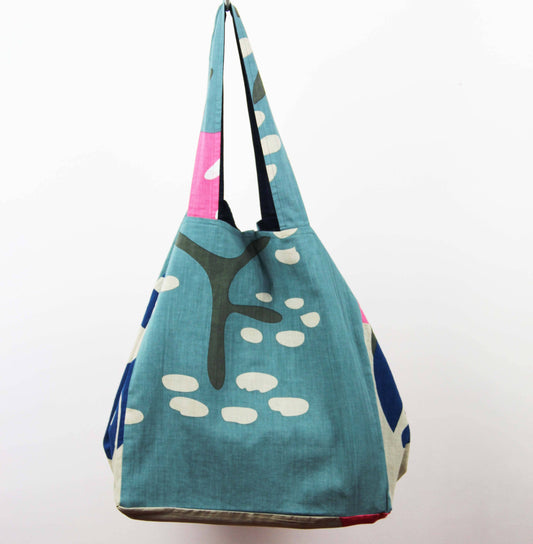 Sac Cabas en coton upcycling Cap Breton Bleu