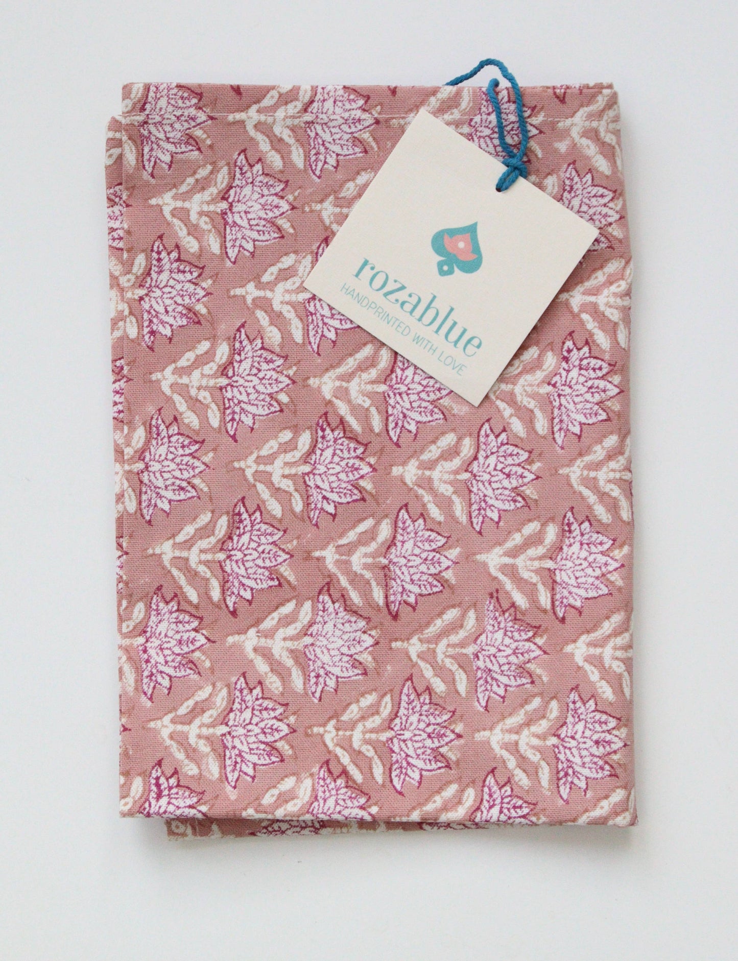 Torchon de cuisine rose imprimé à la main