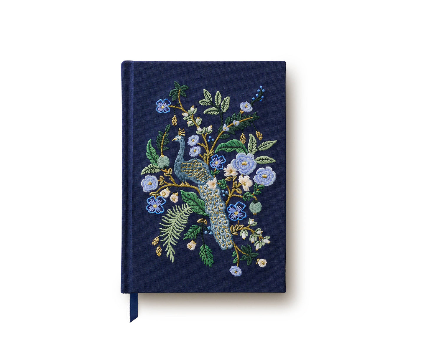 Carnet brodé Paon et feuillage