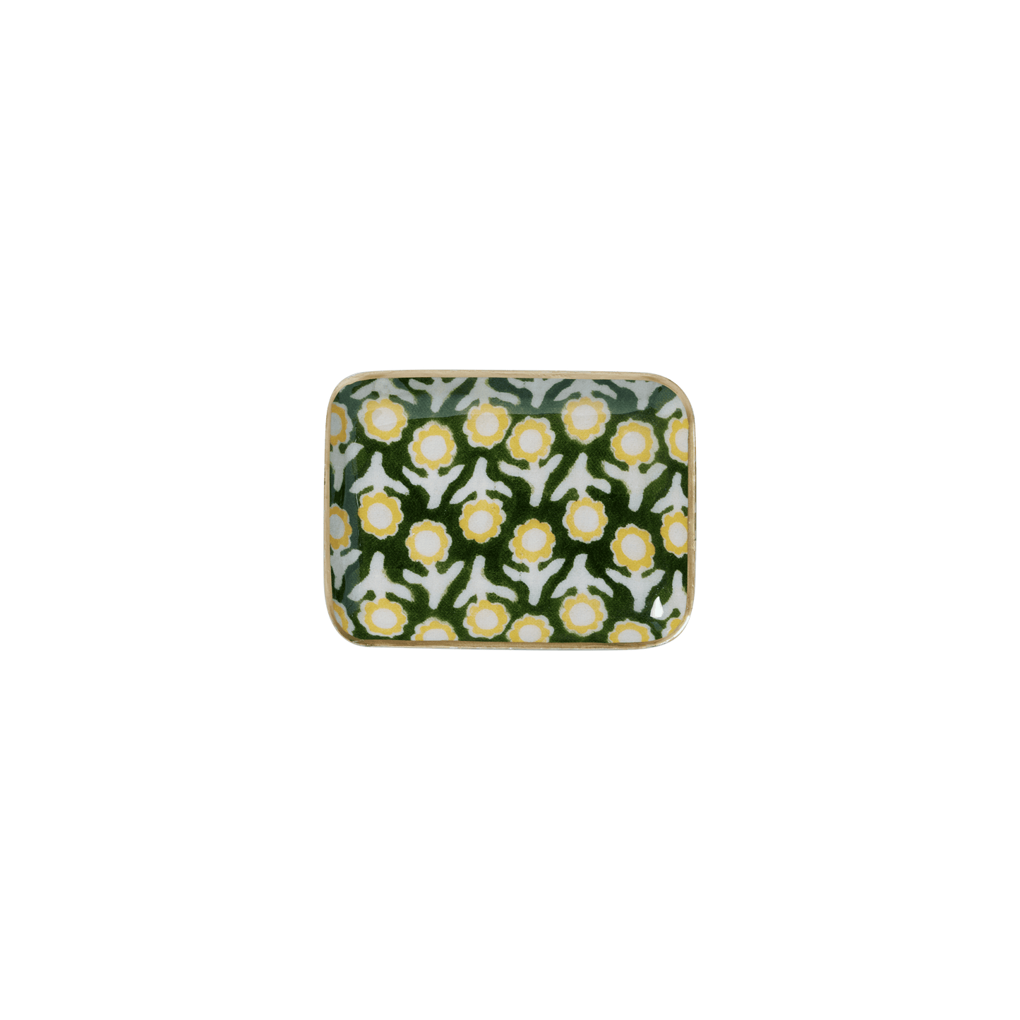 Plateau Tiny -Bohème Chic avec Fleurs en Métal Émaillé Isha Vert