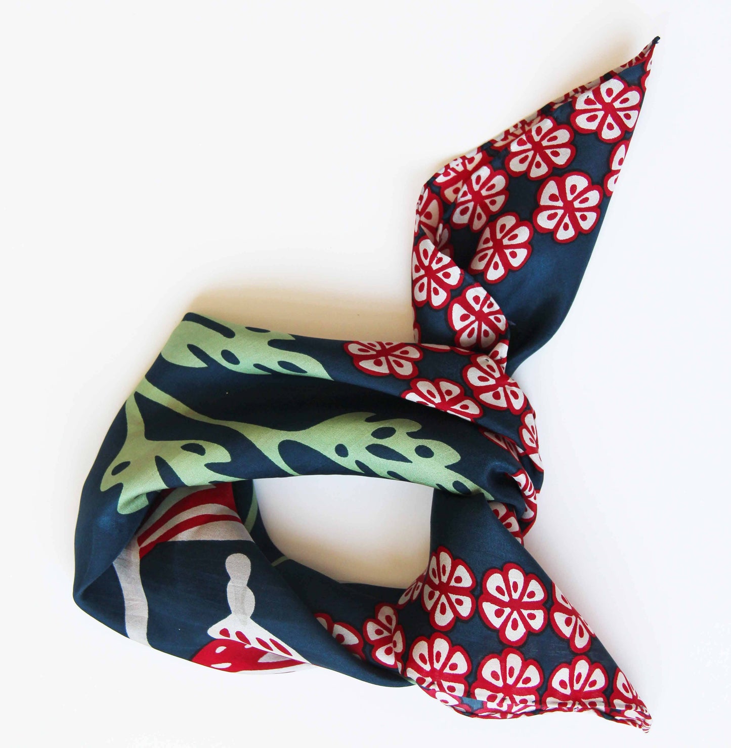 Carré foulard soie imprimée - Alice Marine Navy
