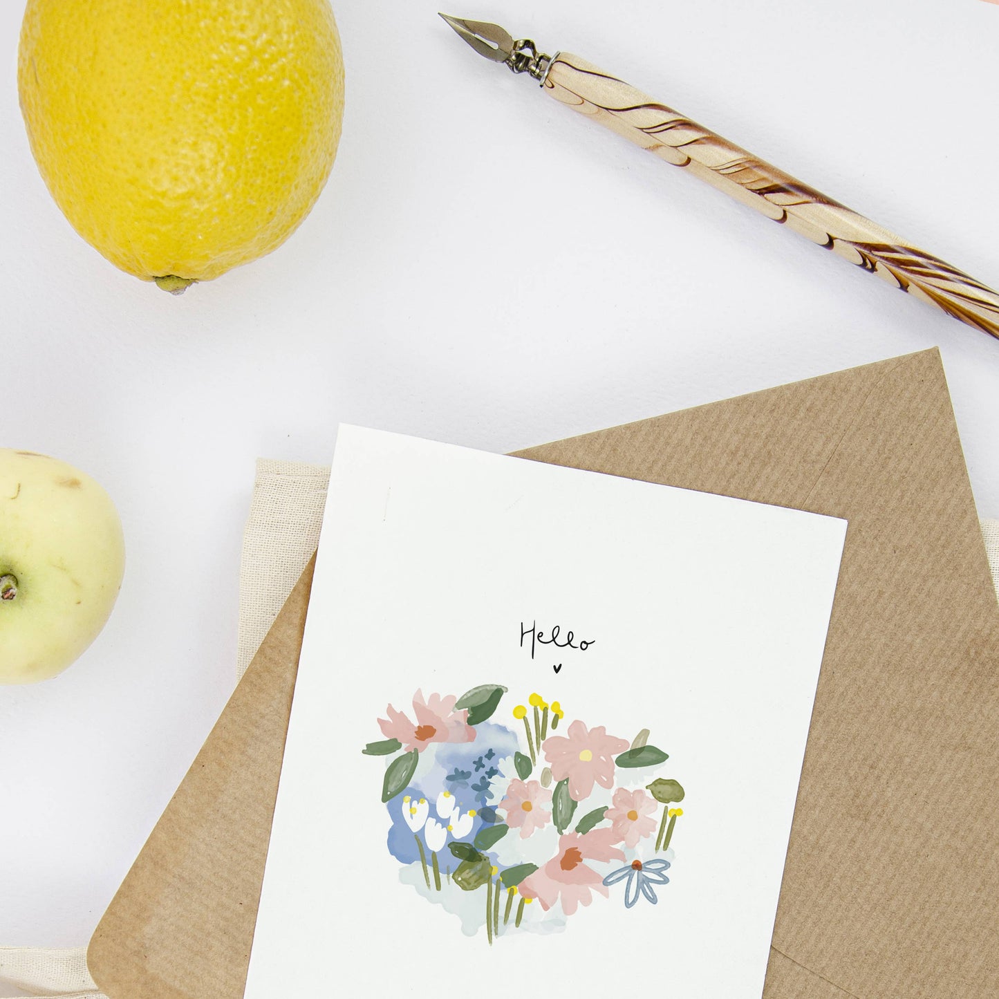 Carte double "Hello" - Petit Jardin de Fleurs