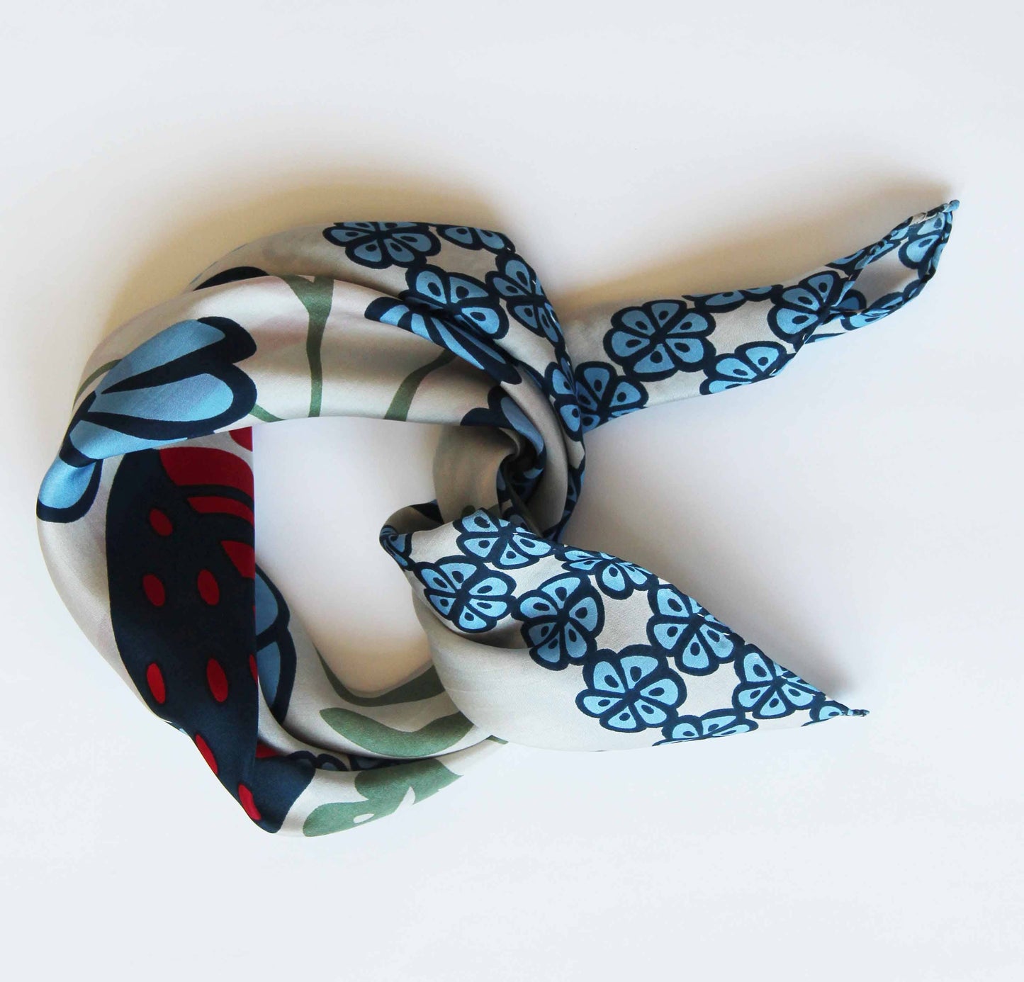 Carré foulard soie imprimée - Alice Bleu Blue