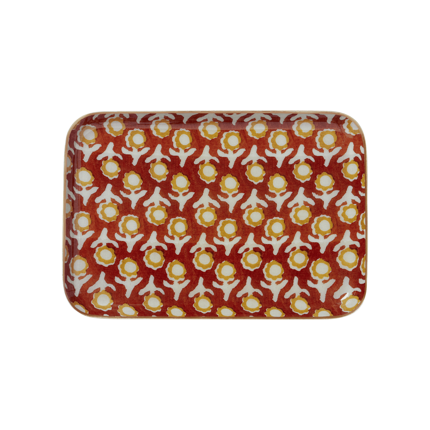 Plateau Bohème Chic avec Fleurs en Métal Émaillé Isha Écureuil