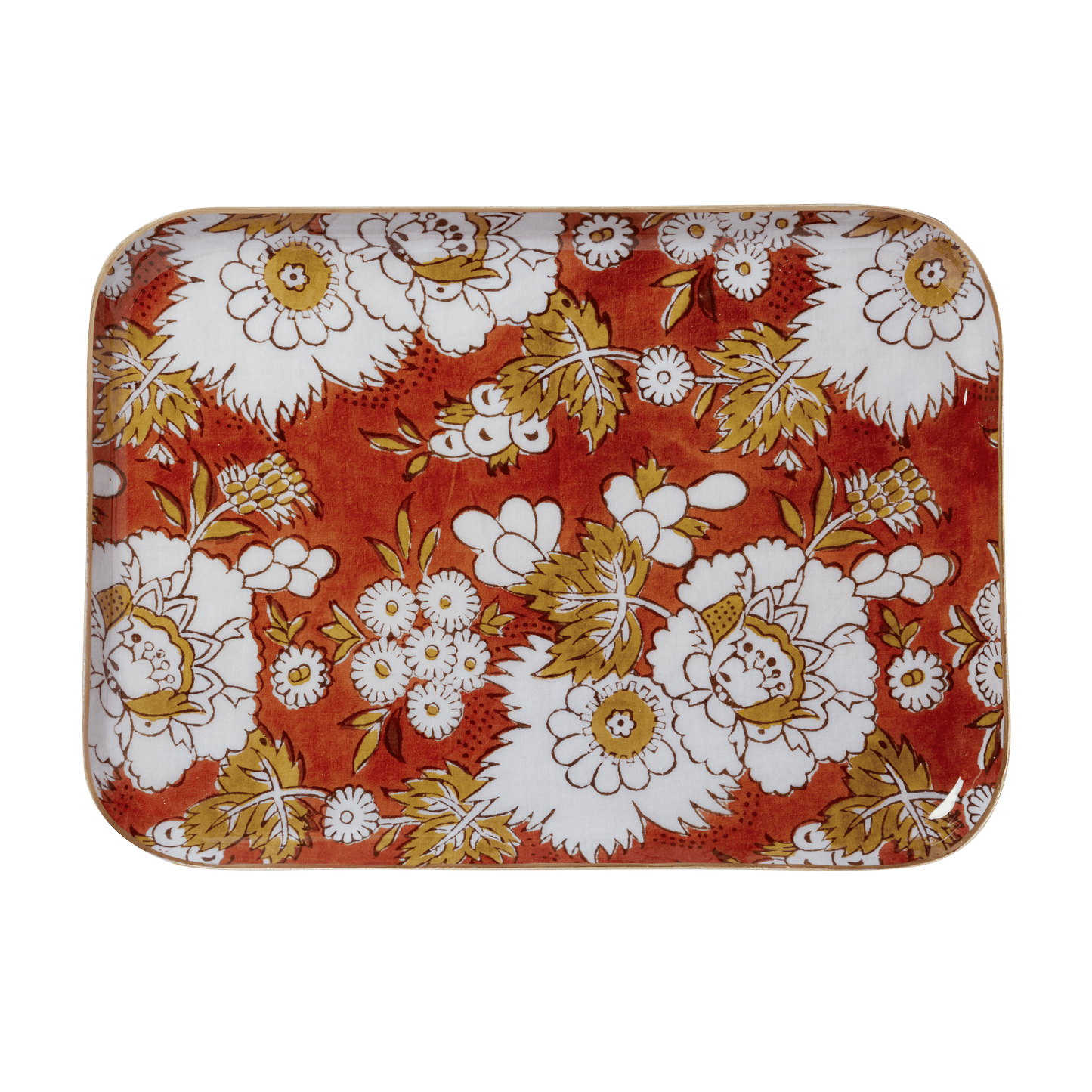 Plateau bohème avec fleurs en métal émaillé Vishnu Écureuil