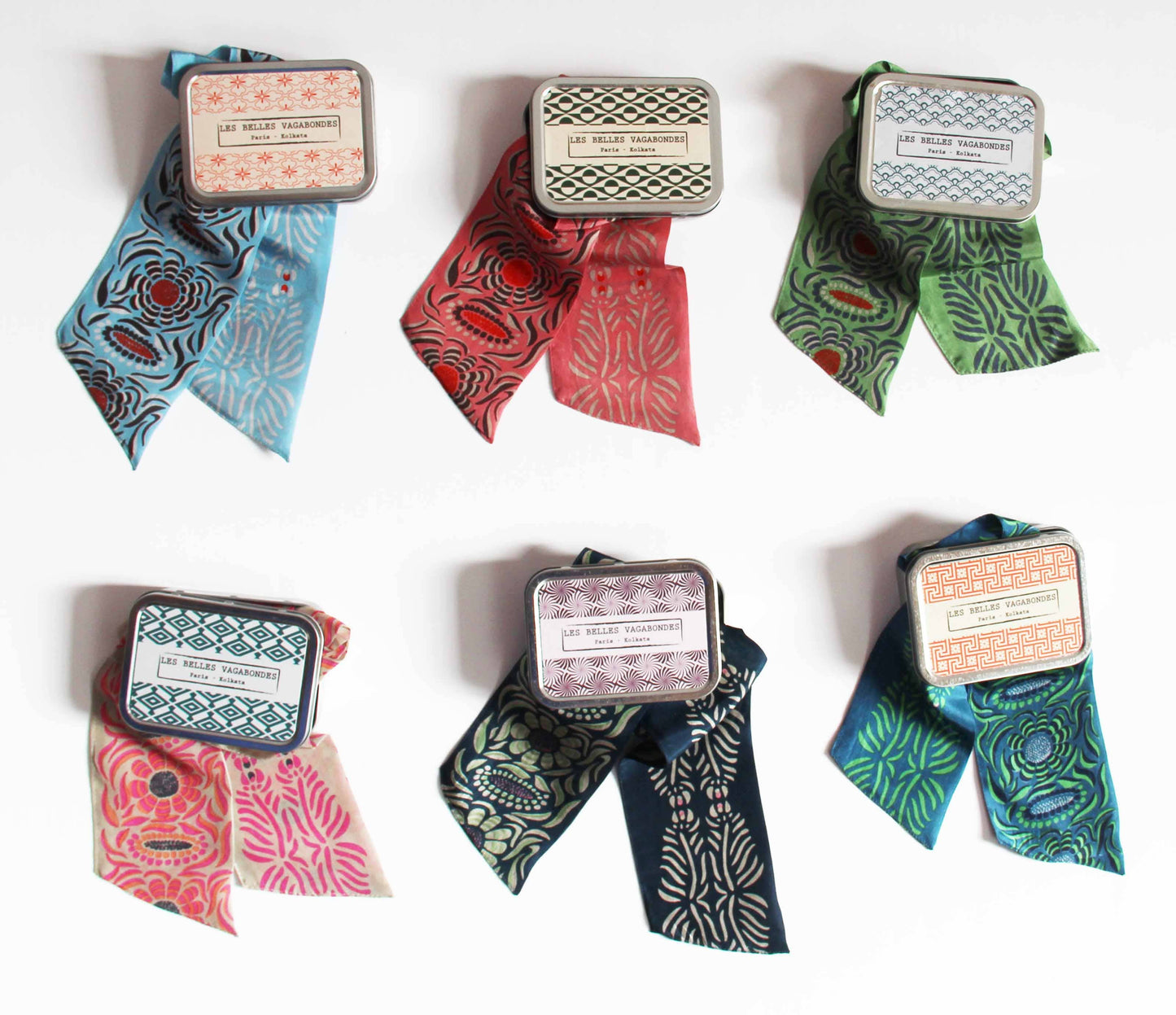 Bandeau - Ceinture- Soie imprimée - Camélia Marine Navy