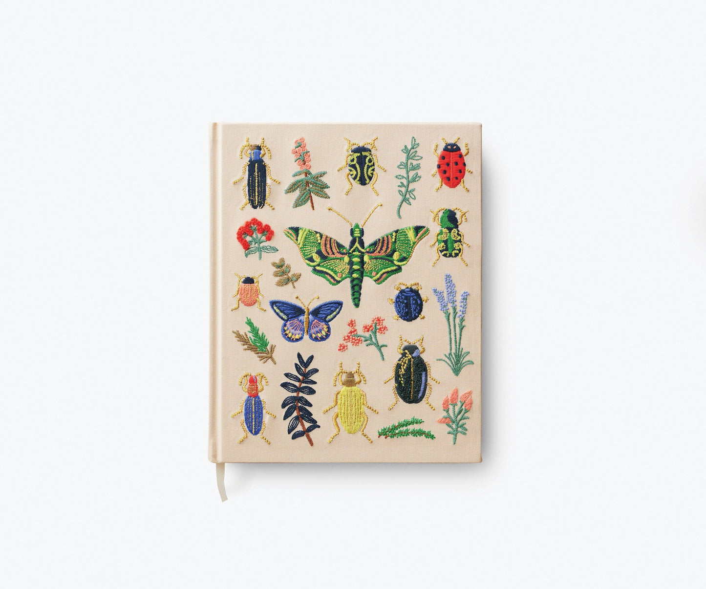 Grand carnet de croquis en tissu brodé Papillons et bestioles