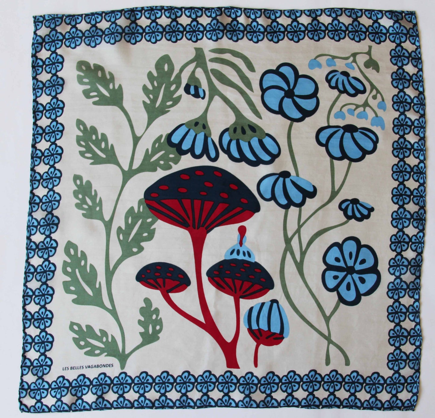 Carré foulard soie imprimée - Alice Bleu Blue