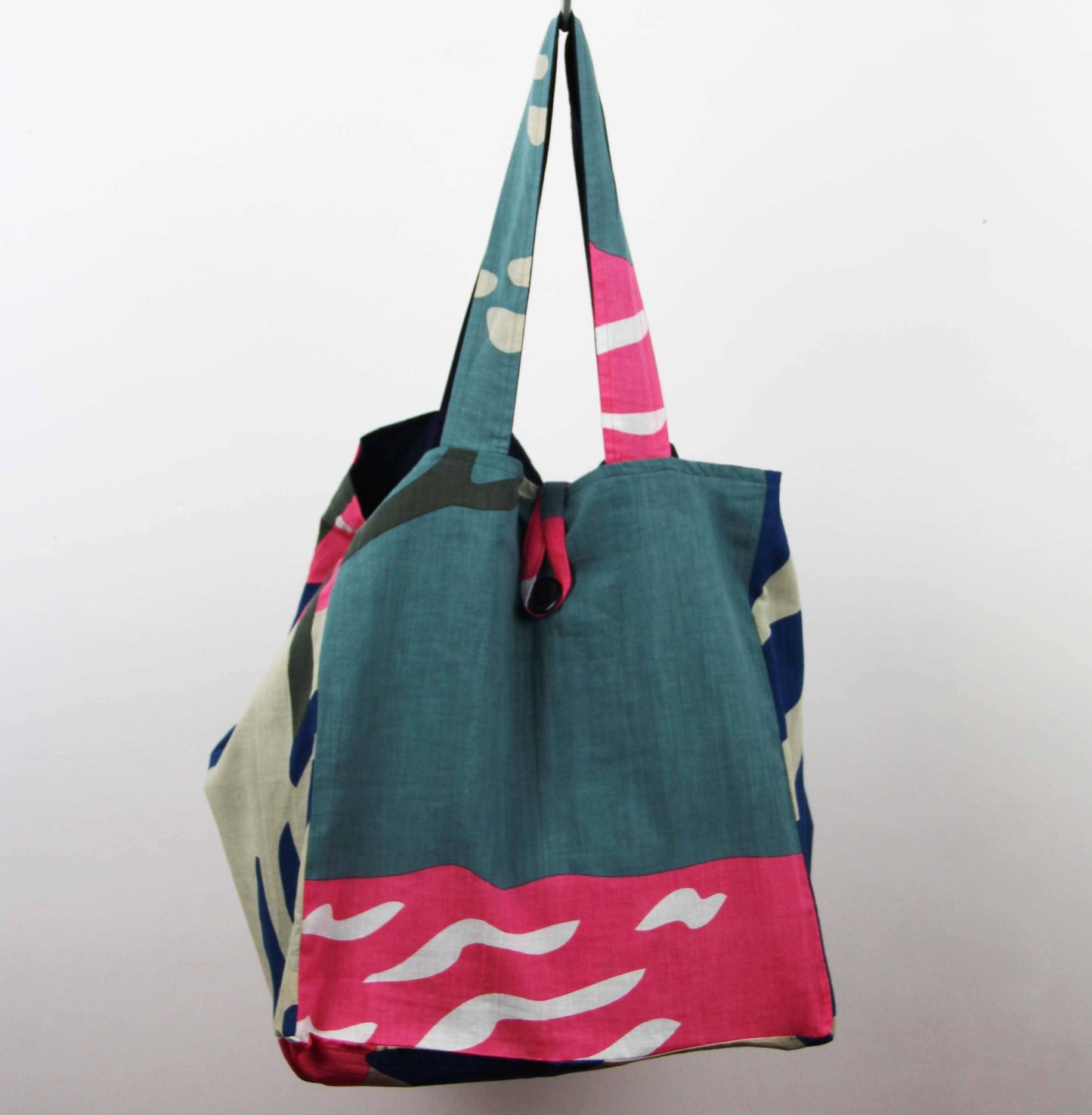 Sac Cabas en coton upcycling Cap Breton Bleu
