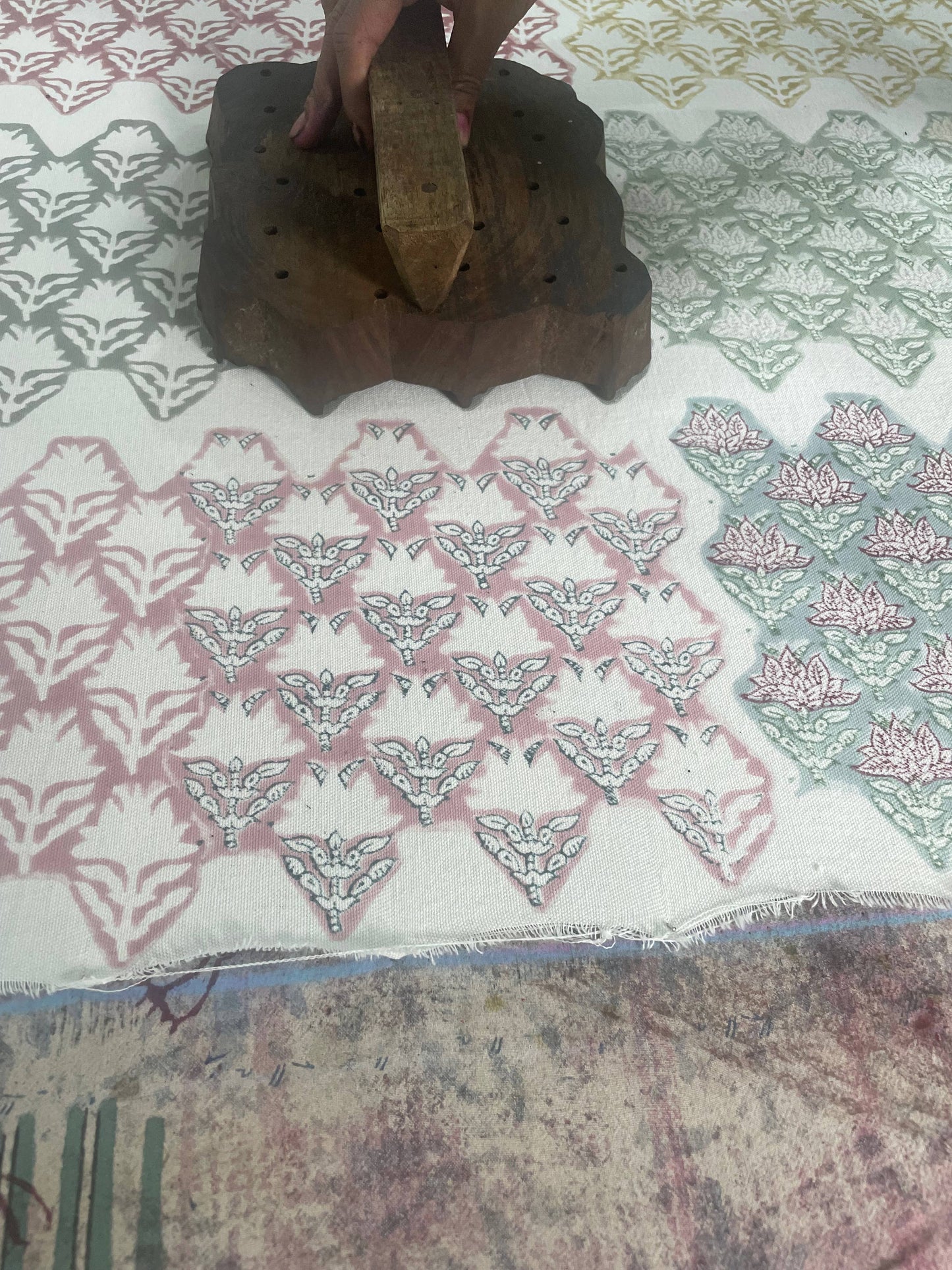 Torchon à vaisselle corail floral fait main - 100 % coton