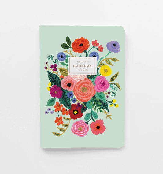 Carnet ligne - vert - bouquet de fleur