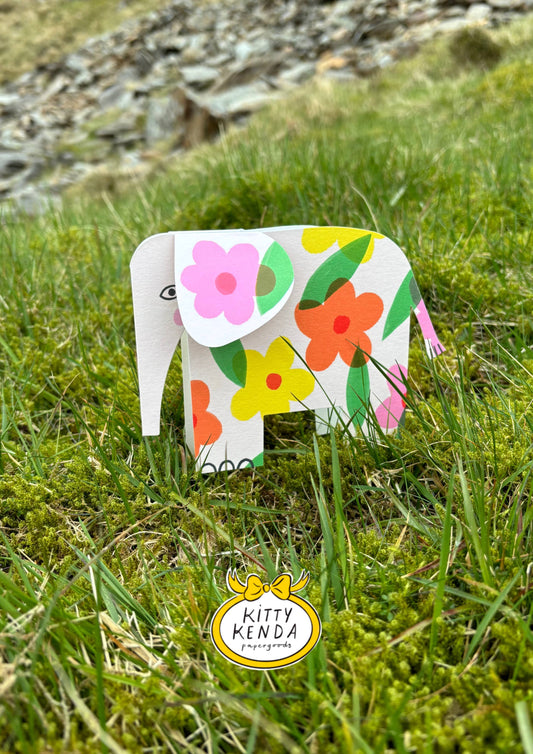Carte Eléphant - Floral -