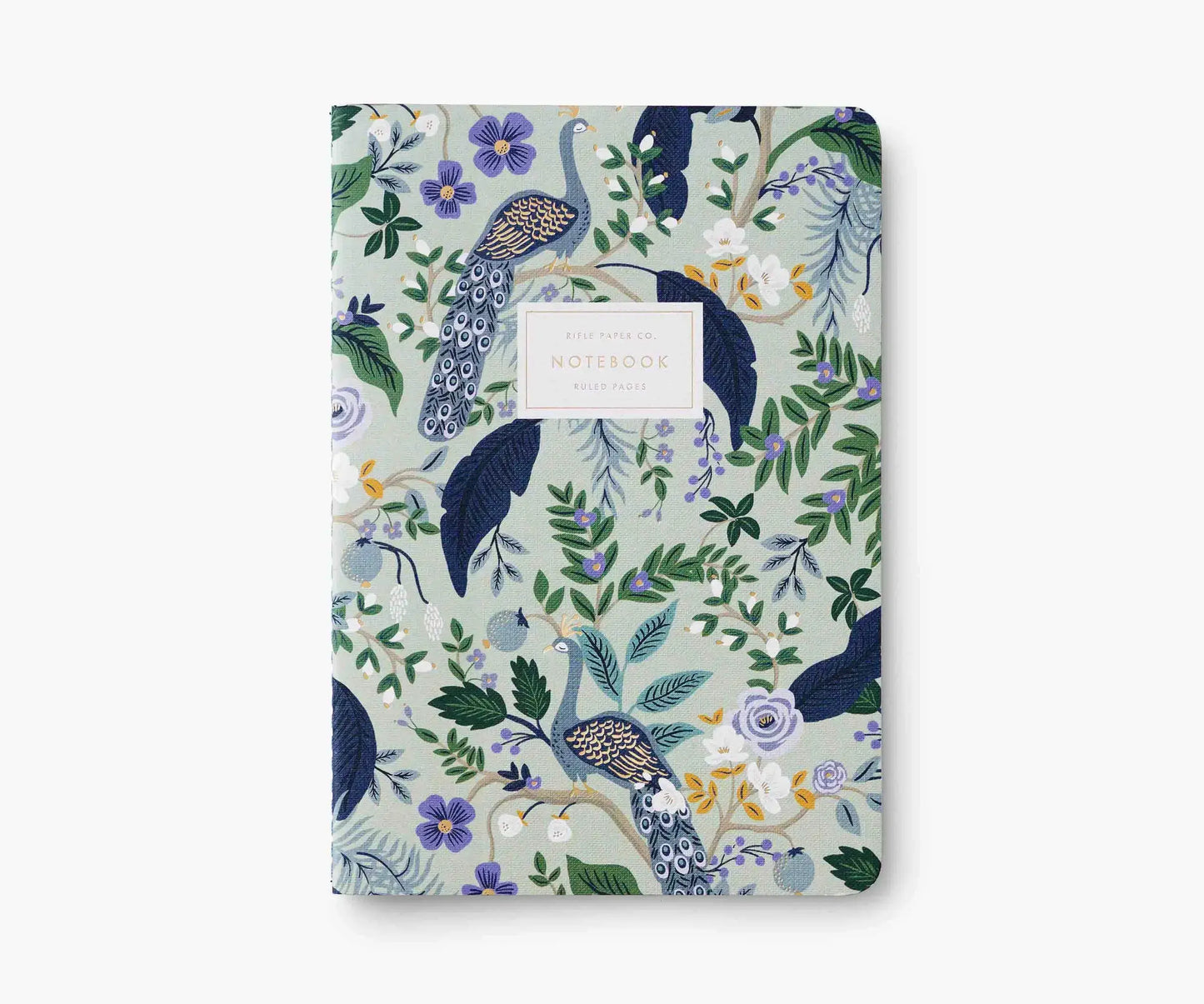 Carnet Paon et feuillages Bleu