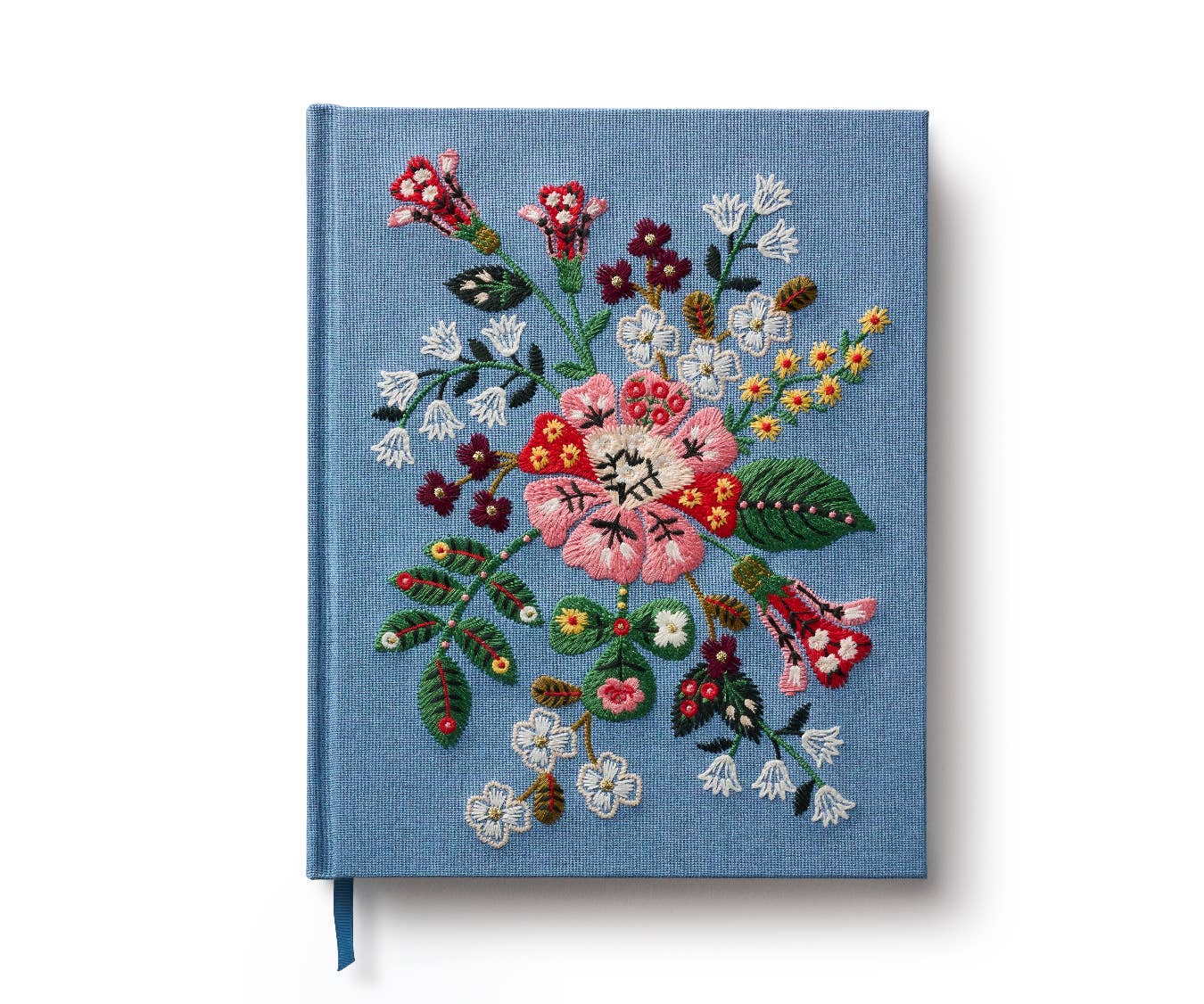 Grand carnet de croquis brodé Fleurs arc en ciel