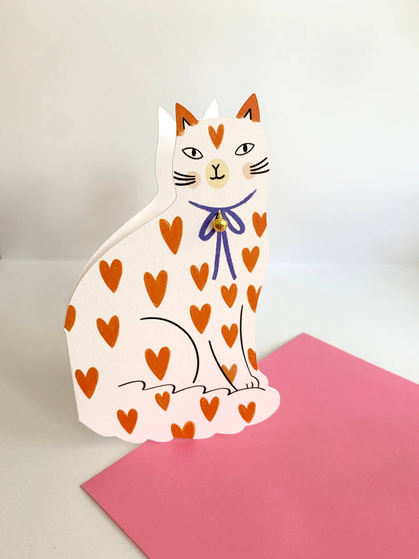 Carte de vœux en forme de chat assis Loveheart