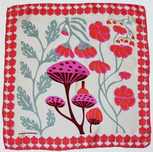 Carré foulard soie imprimée - Alice Orange