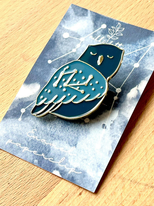 Pince Hibou bleu - Marque page -