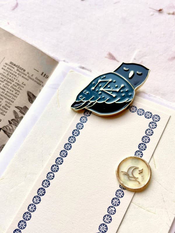Pince Hibou bleu - Marque page -