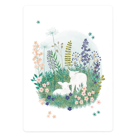 Carte Deux agneaux dans le pré