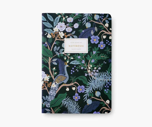 Carnet Paon et feuillages black