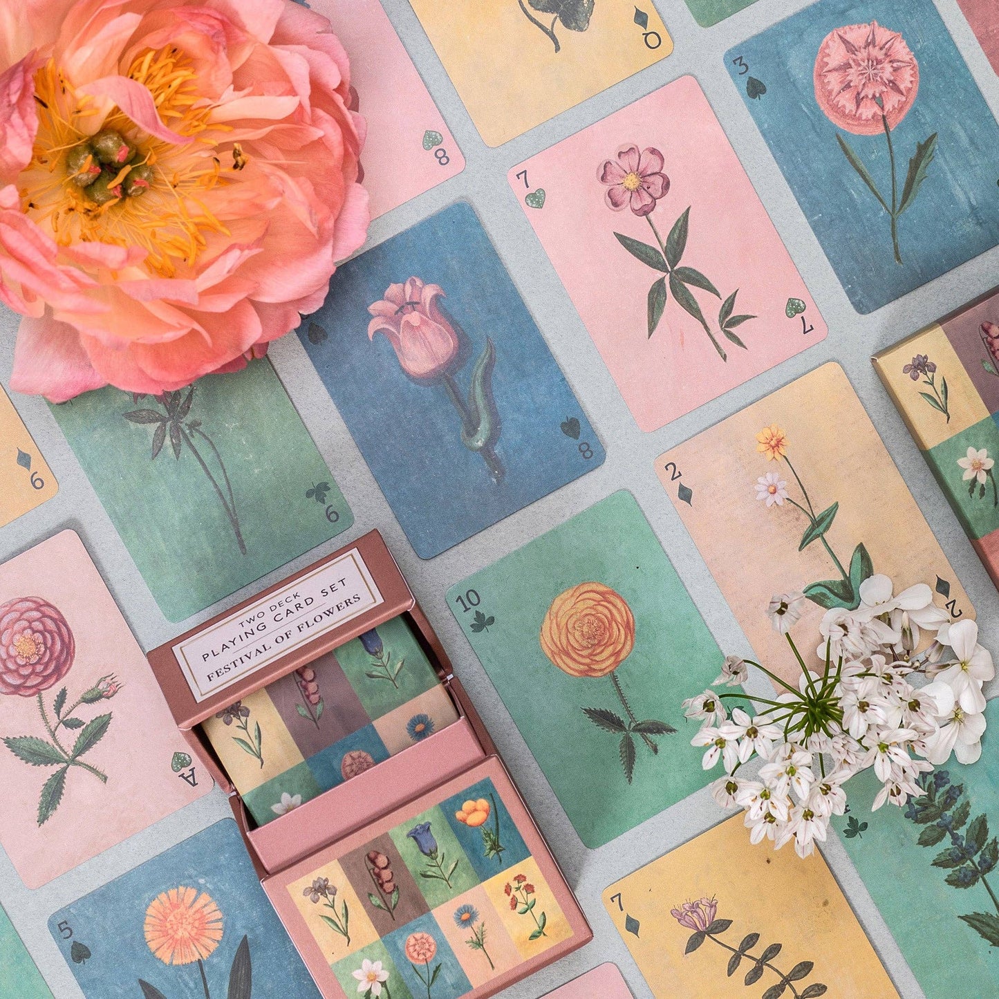 Set de deux jeux de cartes à jouer "Festival des fleurs"