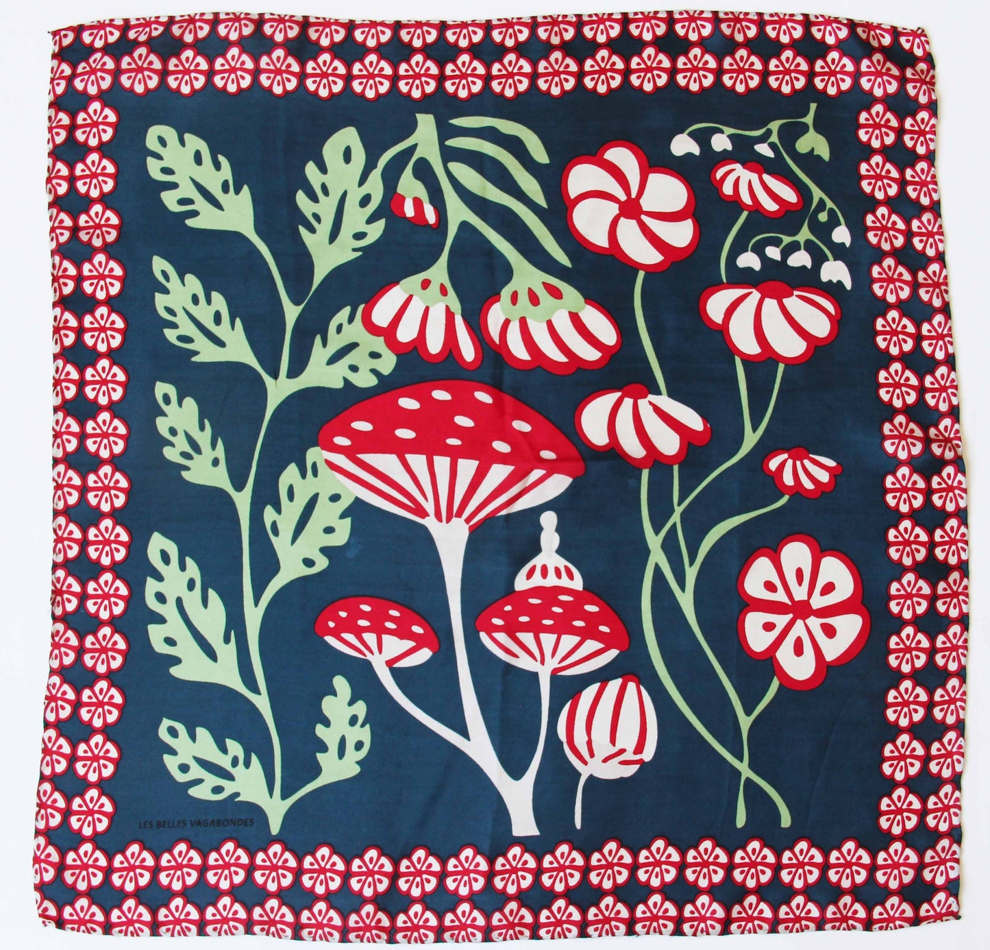 Carré foulard soie imprimée - Alice Marine Navy