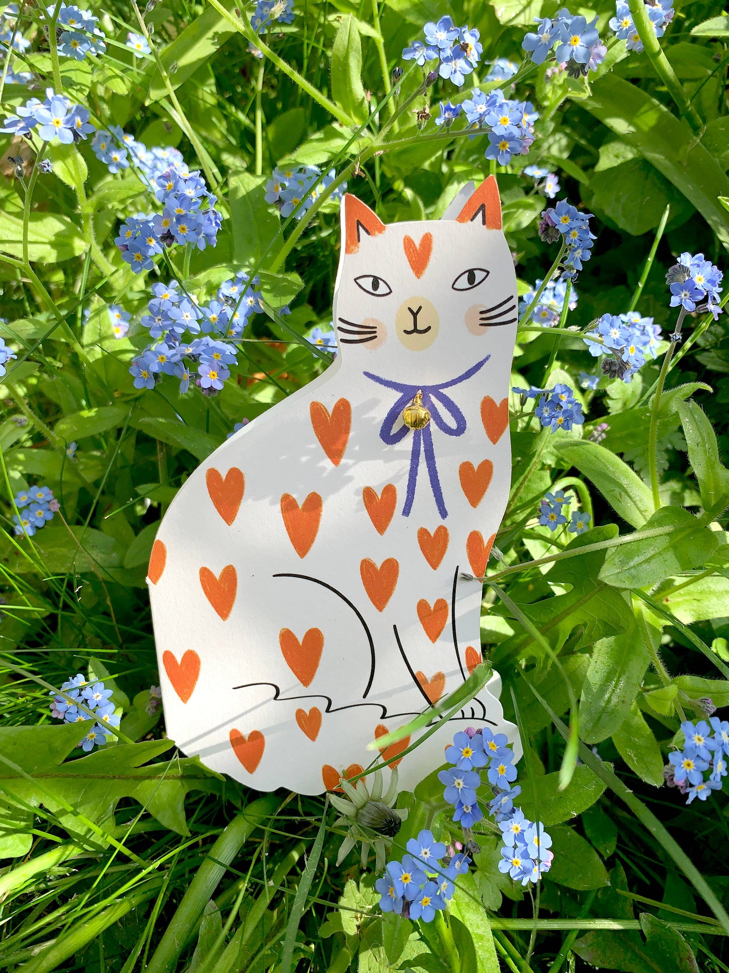 Carte de vœux en forme de chat assis Loveheart